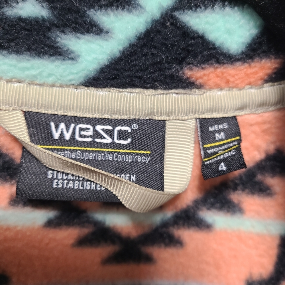 Wesc Polar Fleece Jacket Southwest Aztec Boho Full Zip Y2K 90’s Colorful - Picture 9 of 9